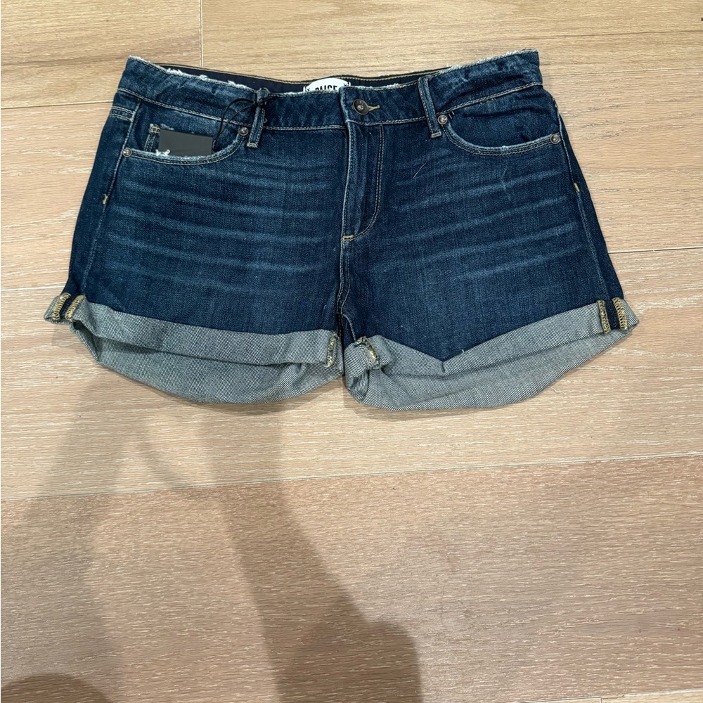 PAIGE Dark Wash Women’s Cuffed Denim Shorts